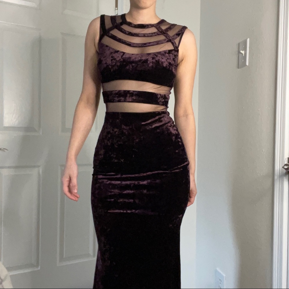 Plum Velvet Prom Dress